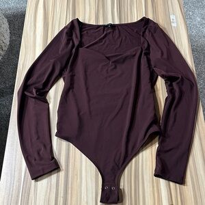 Dynamite Deep Burgundy Long Sleeve Bodysuit